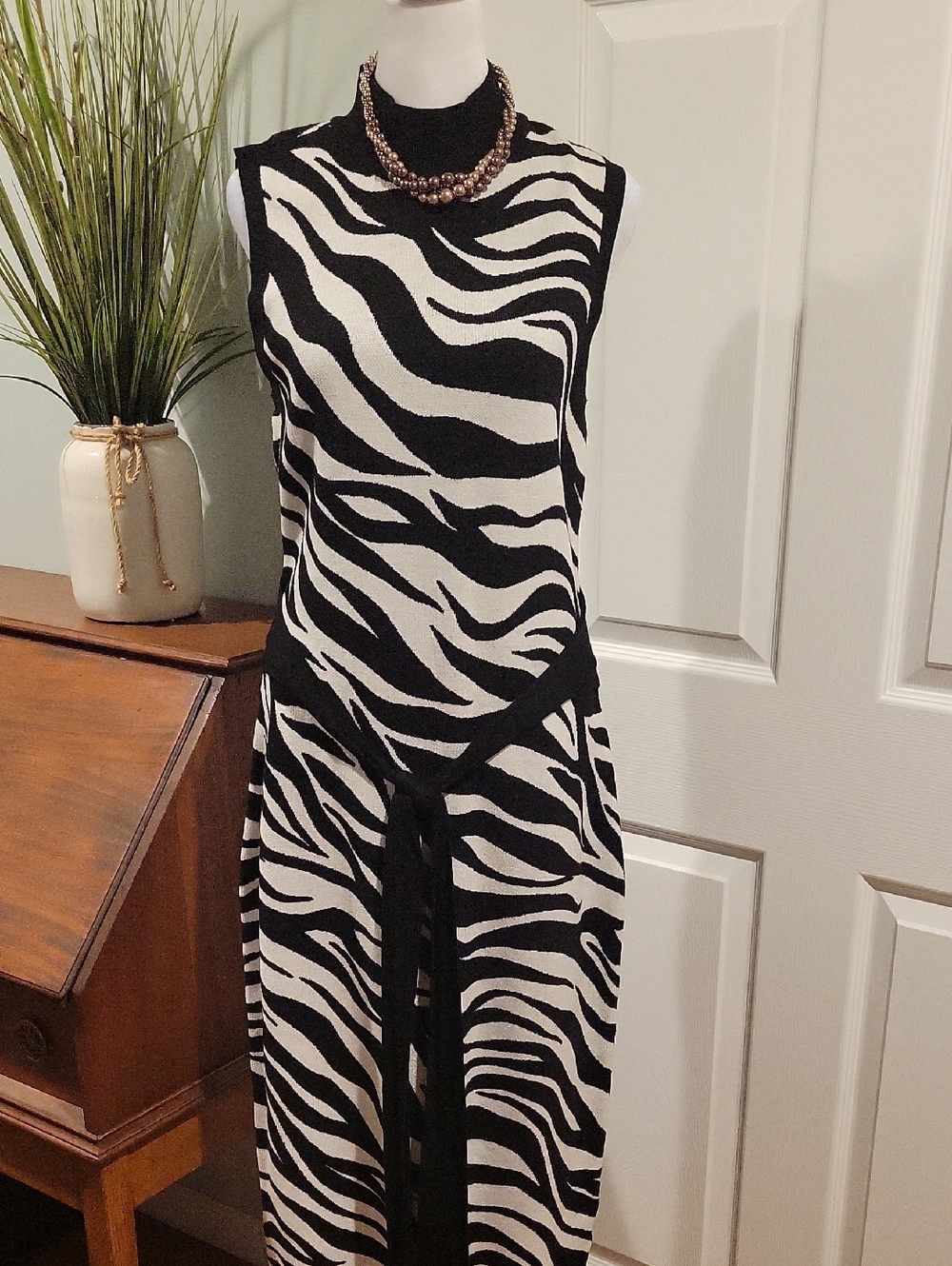 INC Sleeveless Zebra Print Maxi Dress - Black & White
